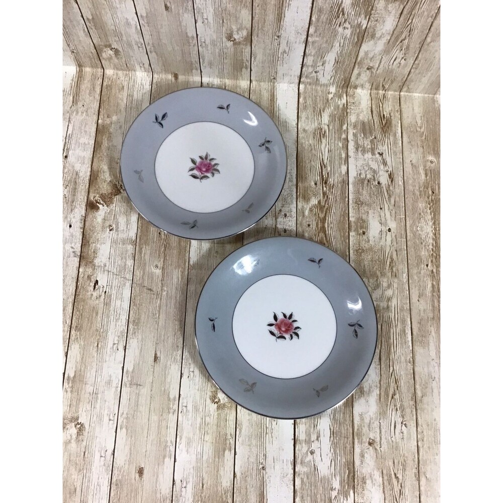 2 VTG Seyei Fine China Salad Dessert Plates 7.25" Blue Rose Bella Maria 2129